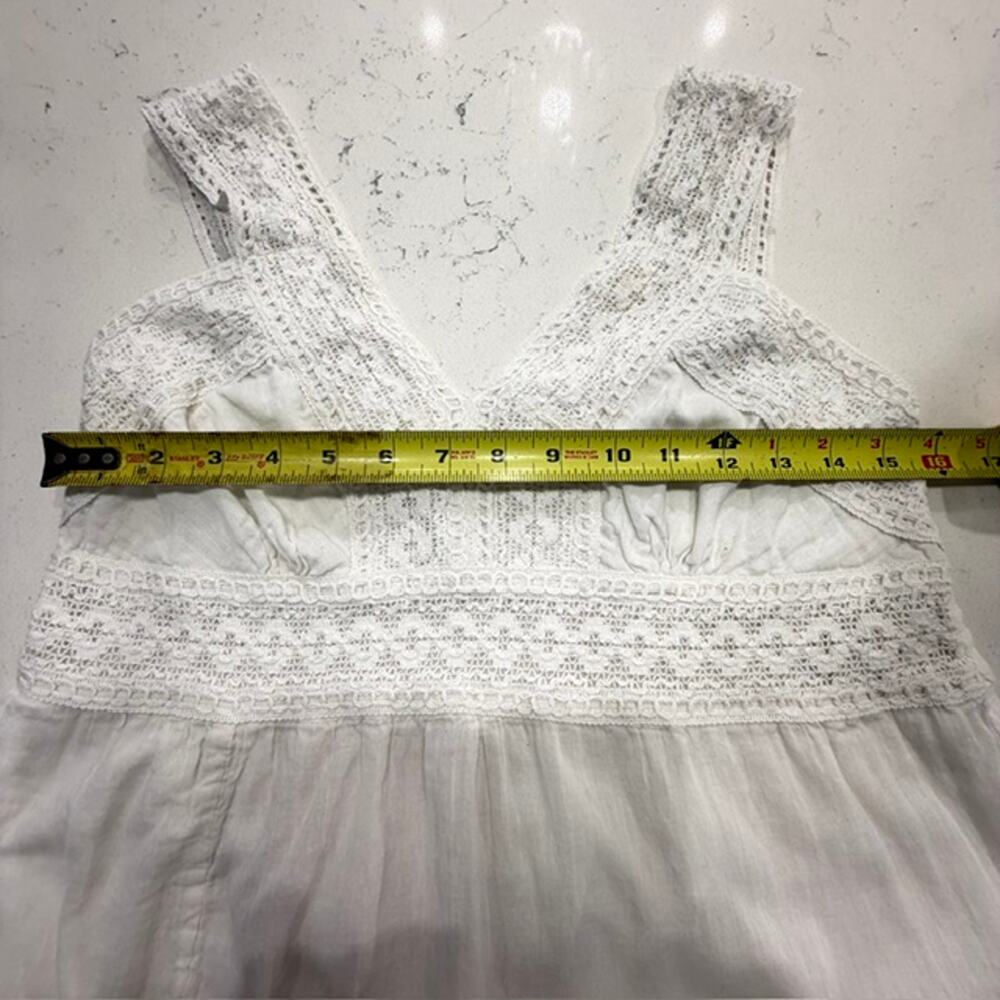 R.K. Garments White Cotton Crochet Lace Tiered Boho Prairie Maxi Dress OS - Picture 14 of 15